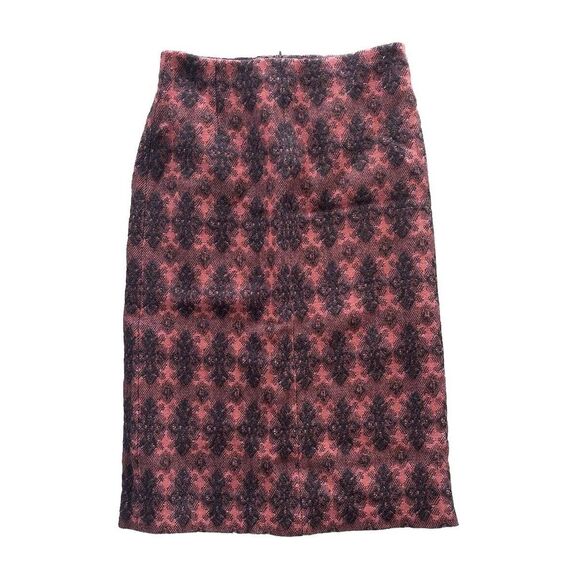Miu‎ MIU 100% Virgin Wool Skirt Pink Blue Crosses Made In Italy Size 38 - Picture 1 of 6
